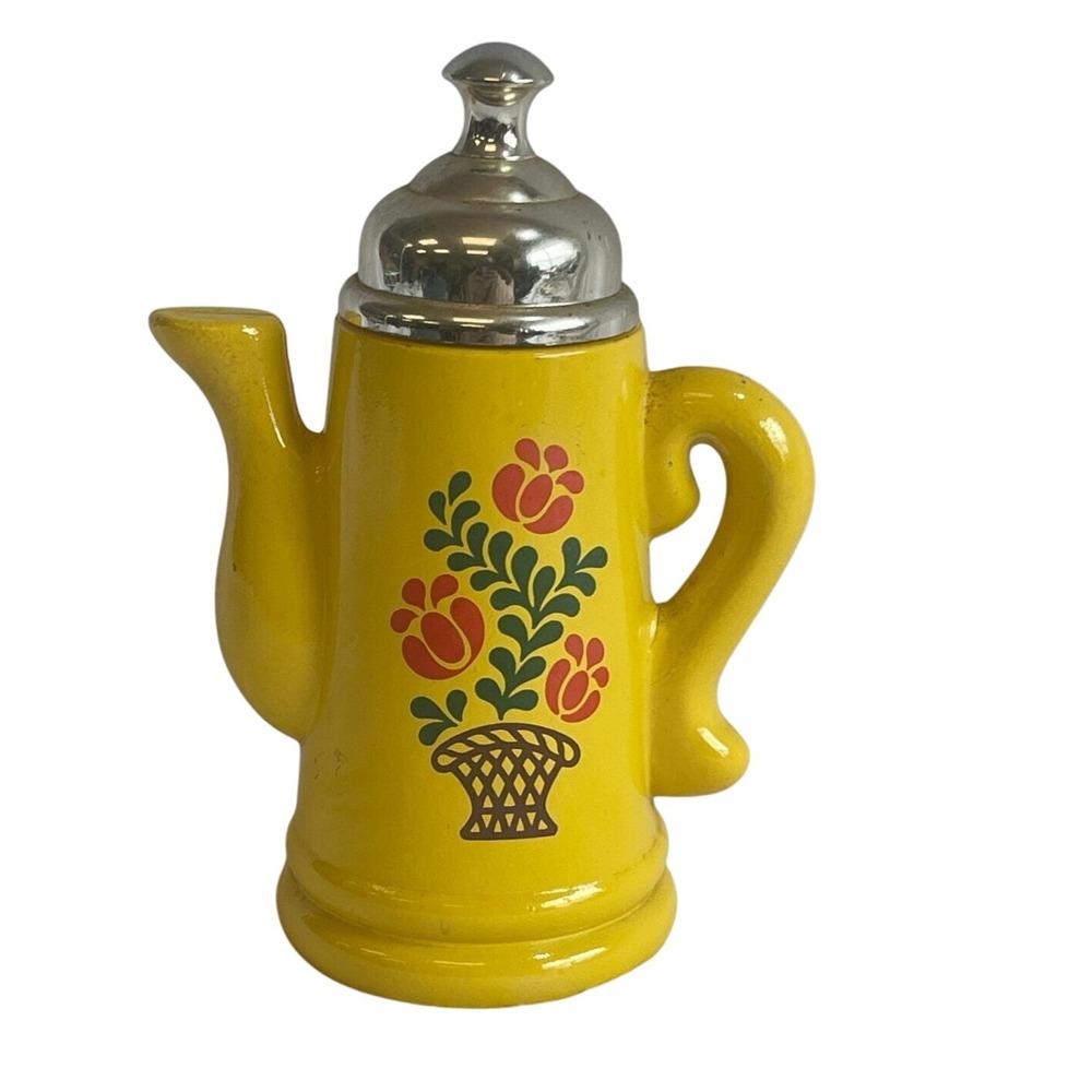Vintage Avon Koffee Klatch Lemon Velvet Bath Foam Decanter Empty Floral 5oz